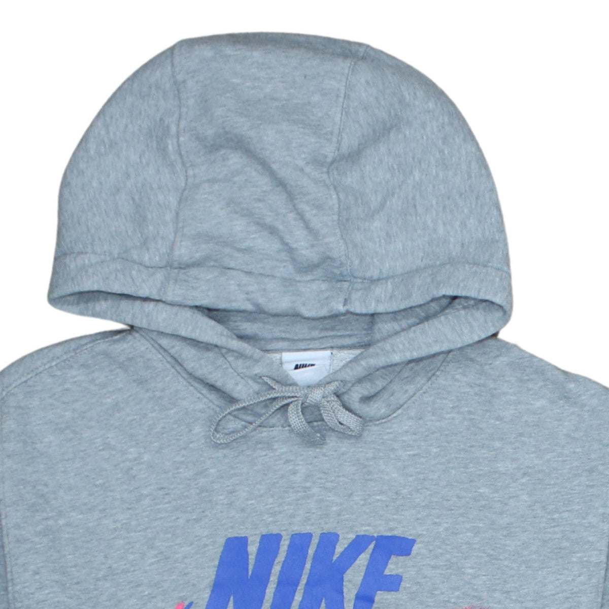 Nike Womens Grey Hoodie Small Pullover Graphic Logo Cotton Blend