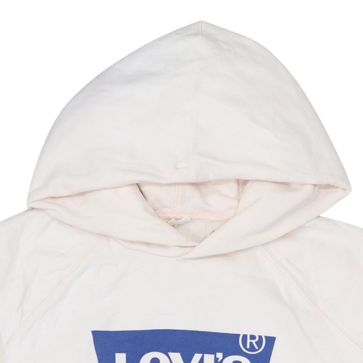 Levi's Women Beige Hooded Pullover Sweatshirt Medium Logo Graphic