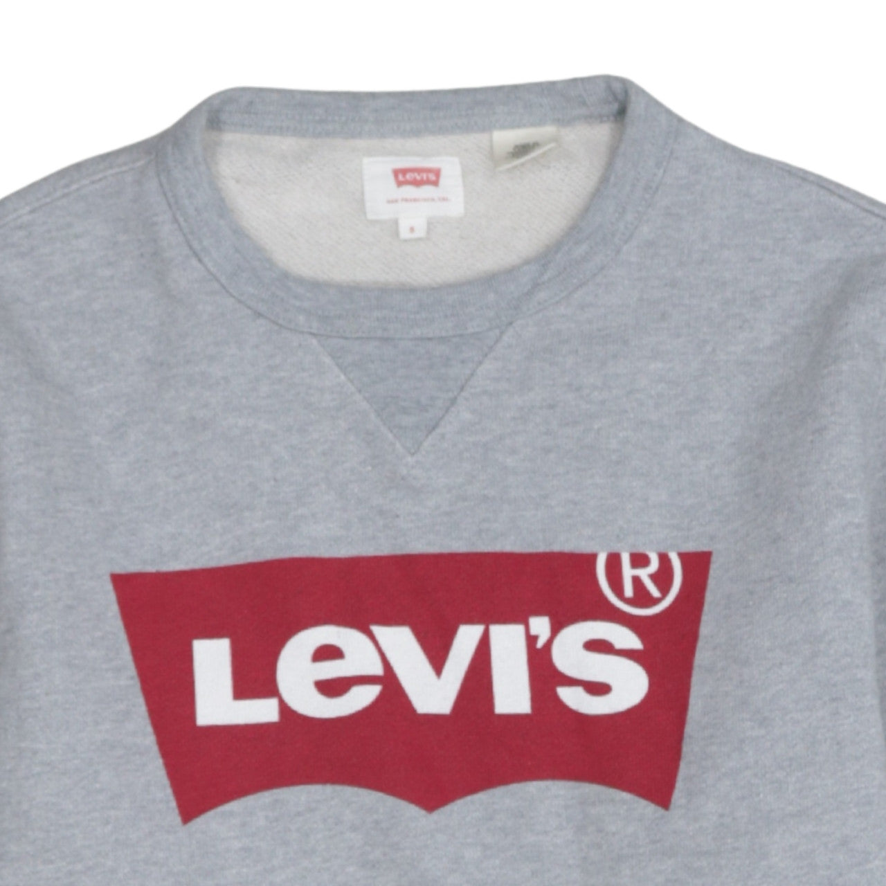 Levi's Mens Grey Sweatshirt S Regular Fit Crew Neck Logo Pullover