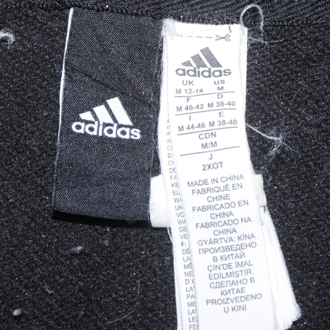 Adidas Womens Black Full Zip Hoodie Size M 12-14 Logo Sleeve