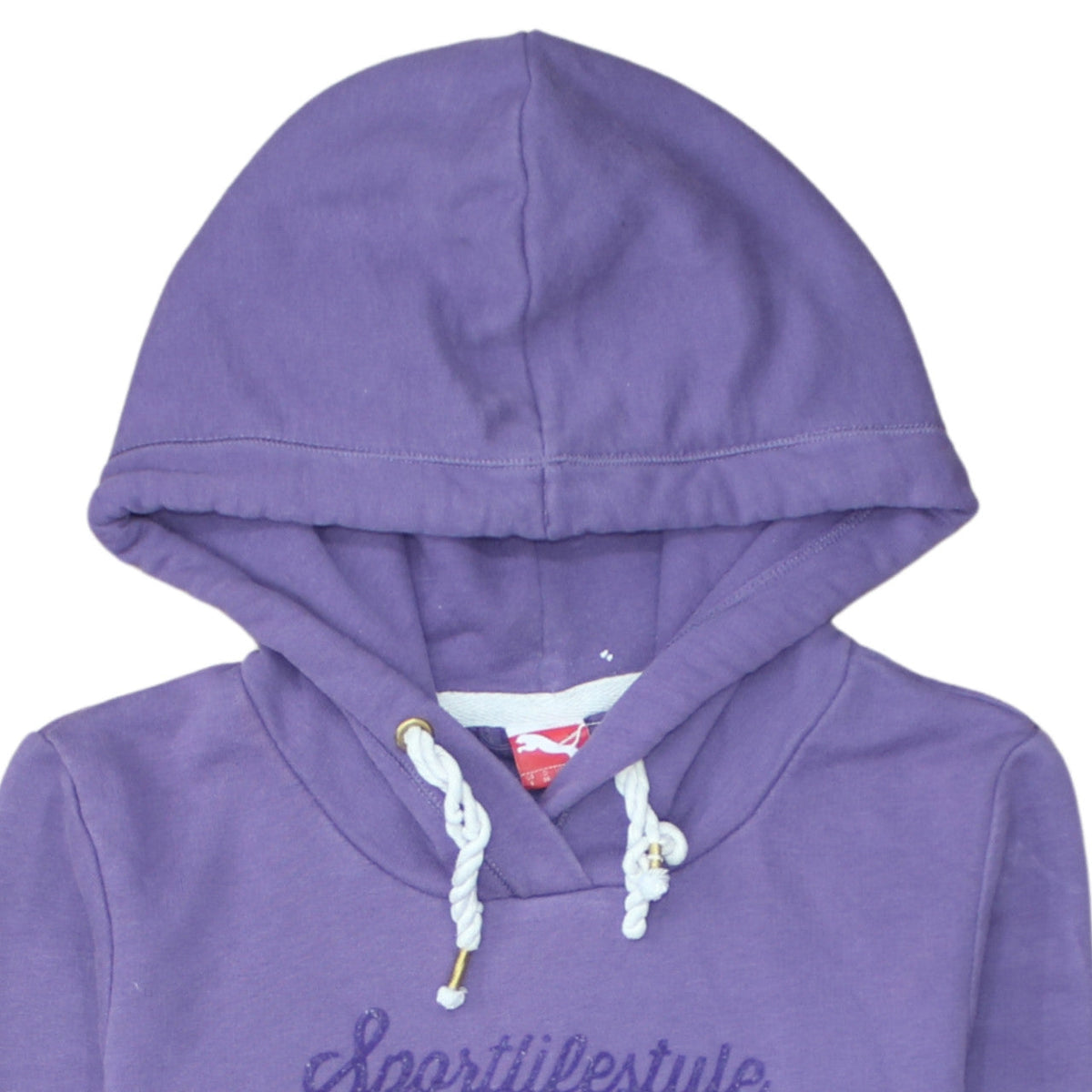 Puma Womens Purple Pullover Hoodie UK 10 Cotton Blend Logo Print