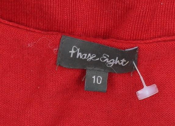 Phase Eight Women's Red Wool Blend Knot Front 3/4 Sleeve Jumper Size 10