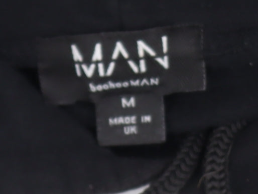 boohooMAN Men's Black Pullover Hoodie Medium Graphic Limited Edition