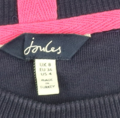 Joules Womens Blue Rainbow Stripe Cotton Crew Neck Jumper UK 8