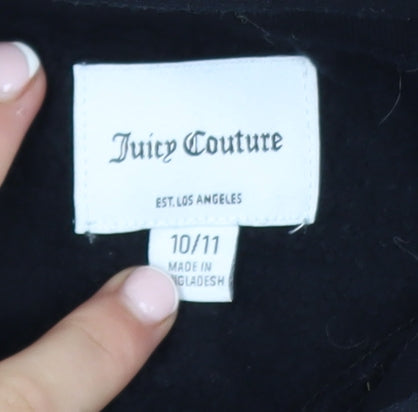 Juicy Couture Girls Black Pullover Hoodie 10-11Y Logo Fleece Sweatshirt