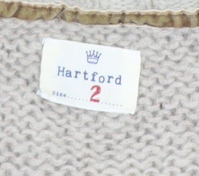 Hartford Women Beige Mohair Wool V-Neck Long Sleeve Pullover Jumper Size 10
