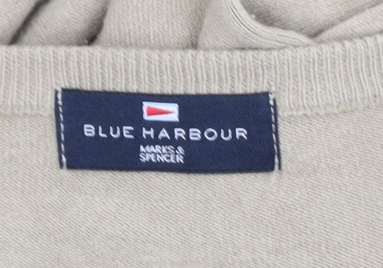 Marks & Spencer Blue Harbour Men’s Beige V-Neck Acrylic Jumper L