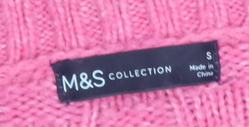 Marks & Spencer Women Pink V-Neck Pullover Jumper Size S Acrylic Blend
