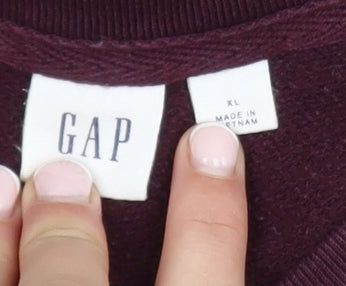 GAP Womens Burgundy Crew Neck Logo Sweatshirt XL Relaxed Fit