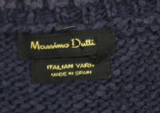 Massimo Dutti Women Blue Cotton Knit Crew Neck Pullover Jumper Size 8