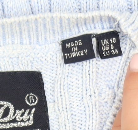 Superdry Womens Blue Cable Knit Cotton Jumper Size 10