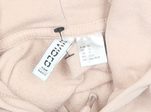 H&M Women Pink Cropped Hooded Full Zip Jacket Size 12