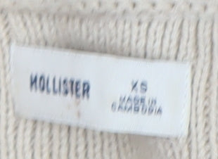 Hollister Womens Beige Crew Neck Knit Pullover Jumper XS