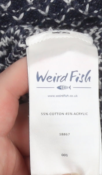 Weird Fish Men's Blue Waffle Knit Cotton Acrylic Jumper M