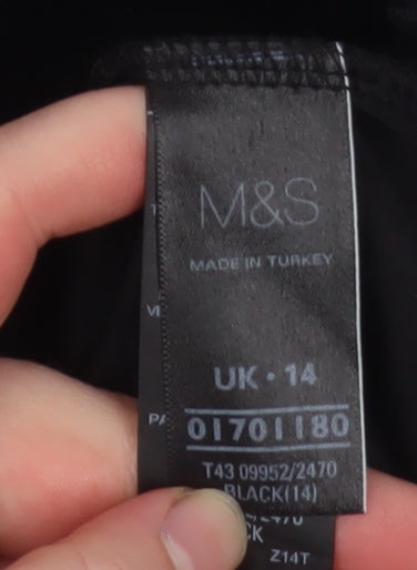 Marks and Spencer Women’s Black Velvet Short Sleeve Scoop Neck Top Size 14