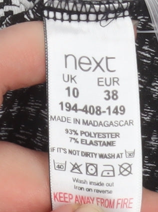 Next Women’s Black Houndstooth Coat Size 10 Classic Mid-Length