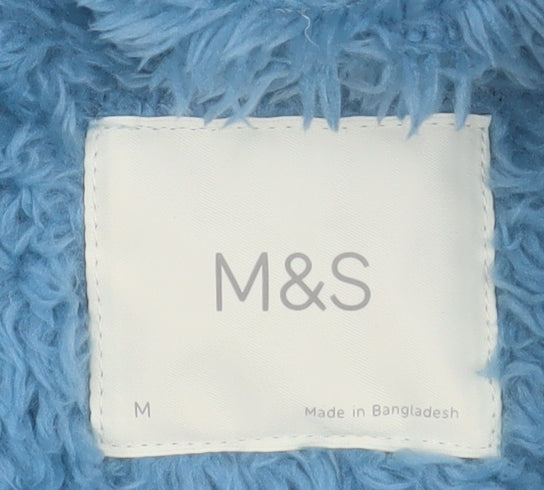 Marks and Spencer Womens Blue Fleece Zip Robe M Winter Nightwear