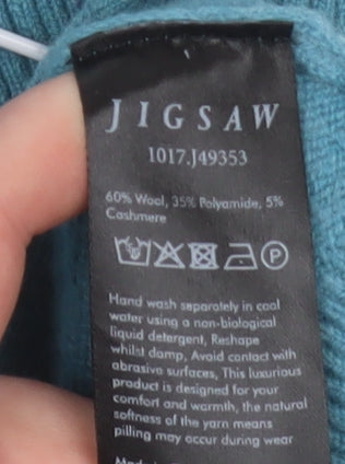 Jigsaw Women's Blue Collared Wool Cashmere Pullover Jumper Size L