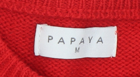 Papaya Men's Red Christmas Santa Jumper Medium Pullover Knit Sweater