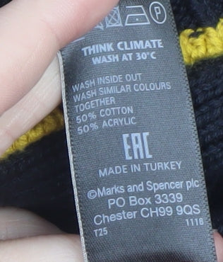 Marks & Spencer Women's Black Crew Neck Knit Bow Jumper Size L