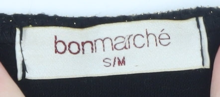 Bonmarché Women's Black V-Neck Button Cardigan S