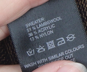 500/Denim Maison Crescent Men's Black Lambswool Blend XL Crew Jumper