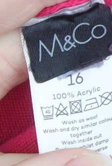 M&Co Womens Pink Mock Neck Knit Jumper Size 16