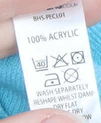 BHS Women’s Blue Petite Size 16 Mock Neck Acrylic Jumper