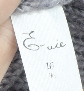 E-vie Women Grey Size 16 Jumper Dress Roll Neck Knit