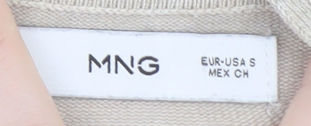 MNG Women's Beige Collared Knit Pullover Jumper Size S