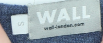 WALL Women's Blue Wool Boat Neck Pullover Jumper Size S