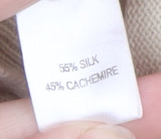 Estheme Women Beige XL Mock Neck Silk Cashmere Pullover Jumper