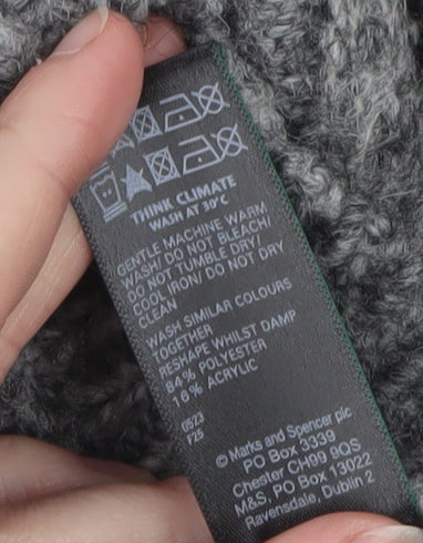 Marks & Spencer Women's Grey Cable-Knit Crew Neck Jumper Size M
