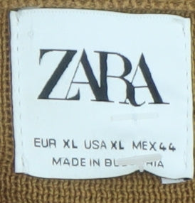 ZARA Men Brown Cotton Crew Neck Pullover Jumper XL