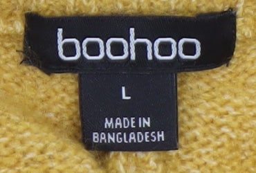 Boohoo Womens Yellow Knit Jogger Trousers Size L Comfortable Winter Wear