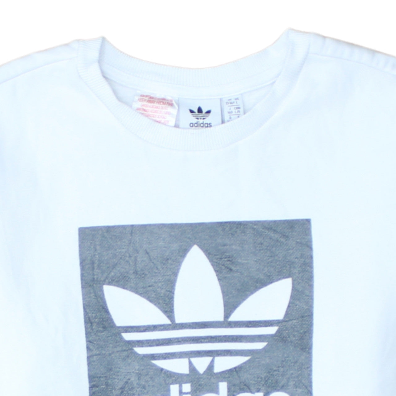 Adidas Boys White Crew Neck Pullover Sweatshirt 13-14 Years Logo Fleece