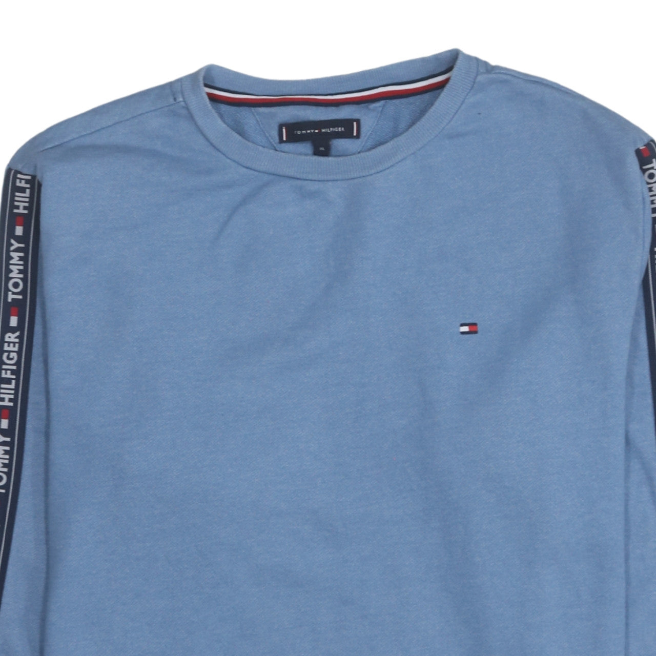 Tommy Hilfiger Men Blue XL Pullover Sweatshirt Logo Tape Crew Neck
