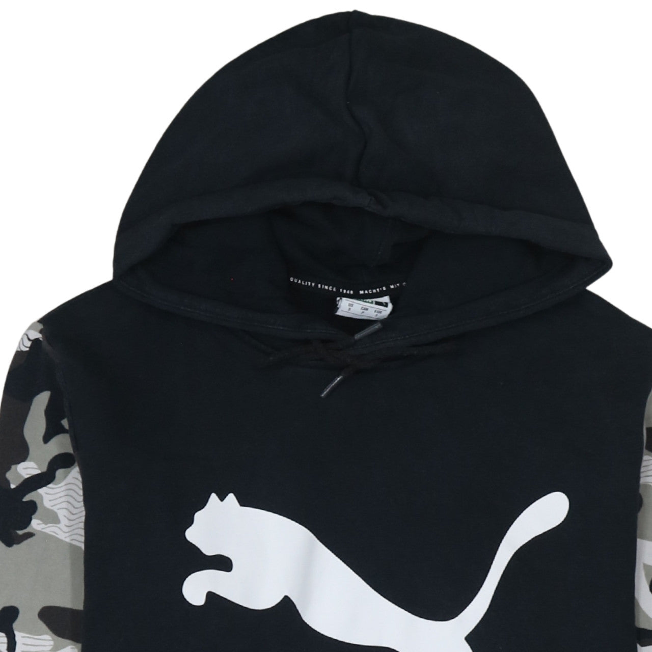 Puma Men Black Camouflage Sleeve Pullover Hoodie Size S