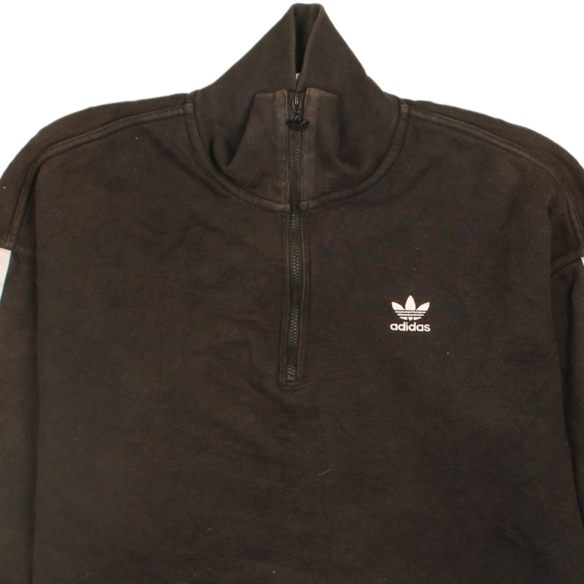 Adidas Womens Black 1/2 Zip Sweatshirt Size 12 Logo Detail
