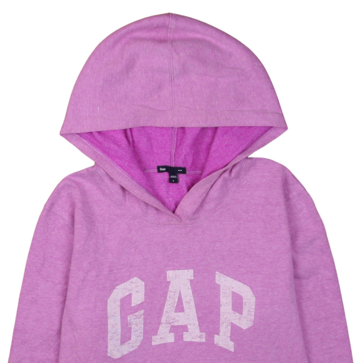 Gap Women Pink Pullover Hoodie L Cotton Blend Casual Logo Style