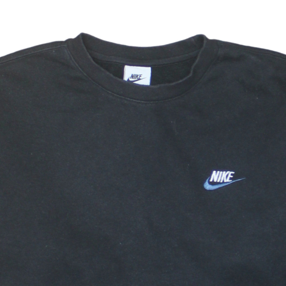 Nike Men's Black Small Crew Neck Pullover Sweatshirt Logo Fleece