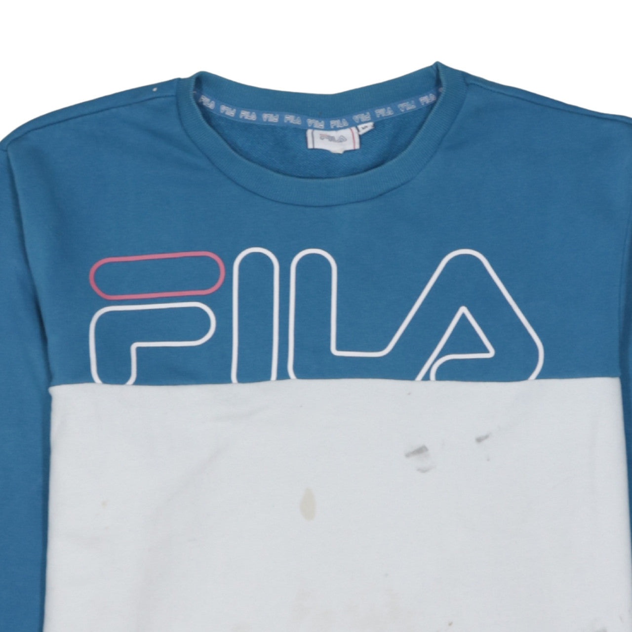 Fila Men Blue White Logo Pullover Sweatshirt XL Regular Fit