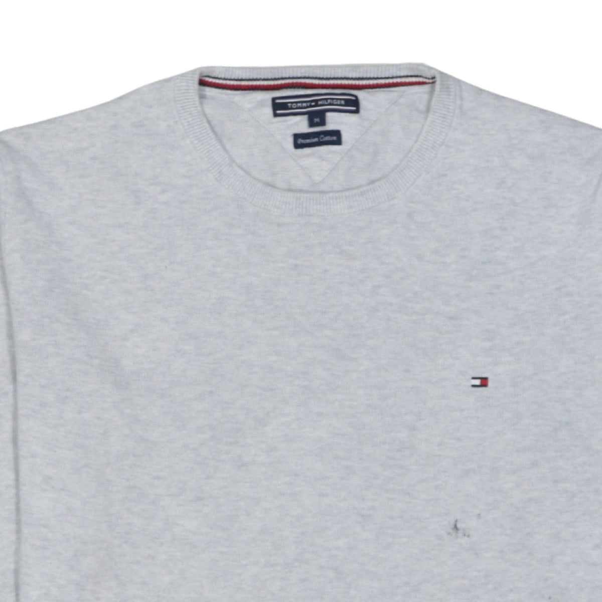 Tommy Hilfiger Men's Grey Cotton Crew Neck Jumper Size M