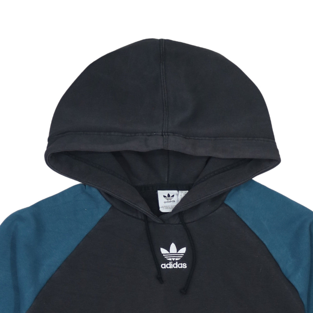 Adidas Women's Black & Teal Hoodie Size 10 Raglan Sleeve Pullover