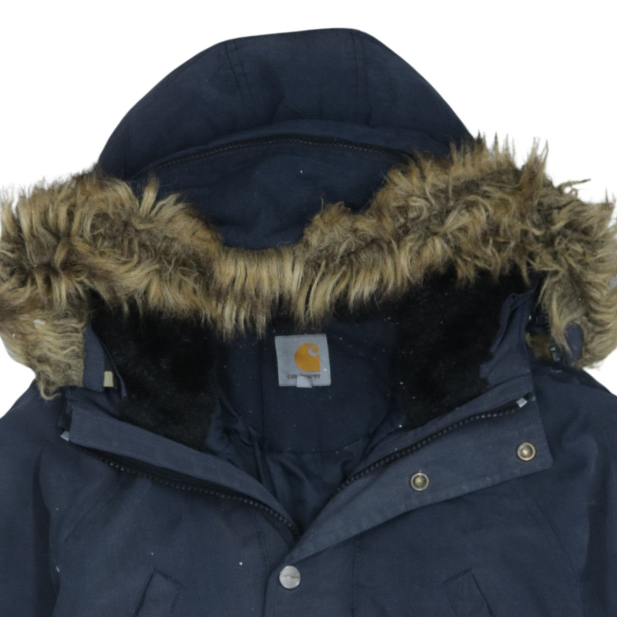 Carhartt Women's Navy Hooded Parka XS Faux Fur Trim Winter Coat
