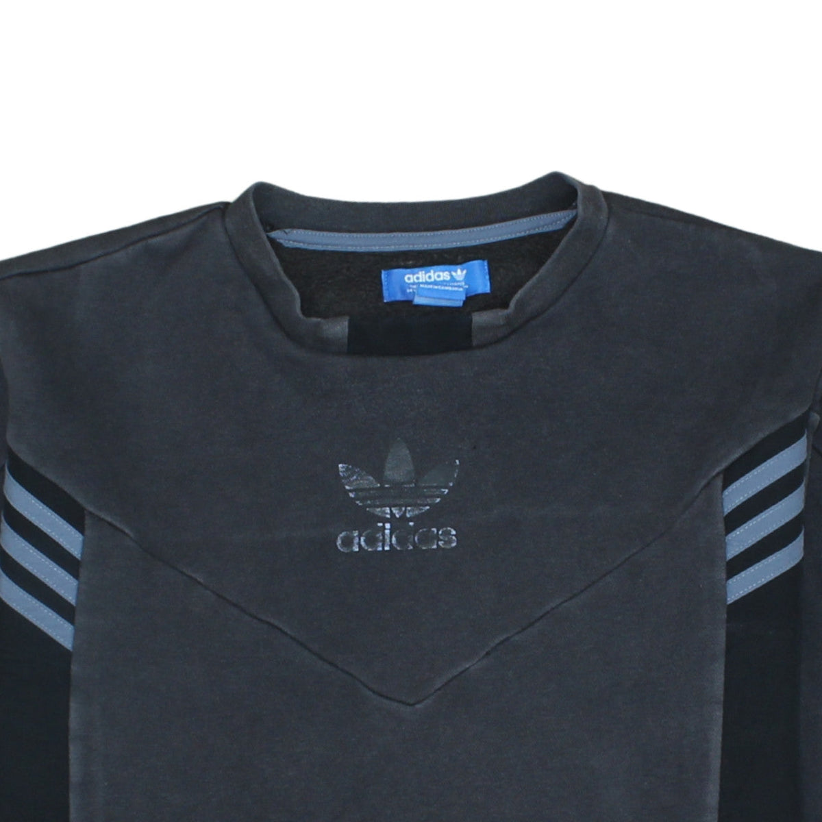 Adidas Men Black Crew Neck Long Sleeve Pullover Sweatshirt L