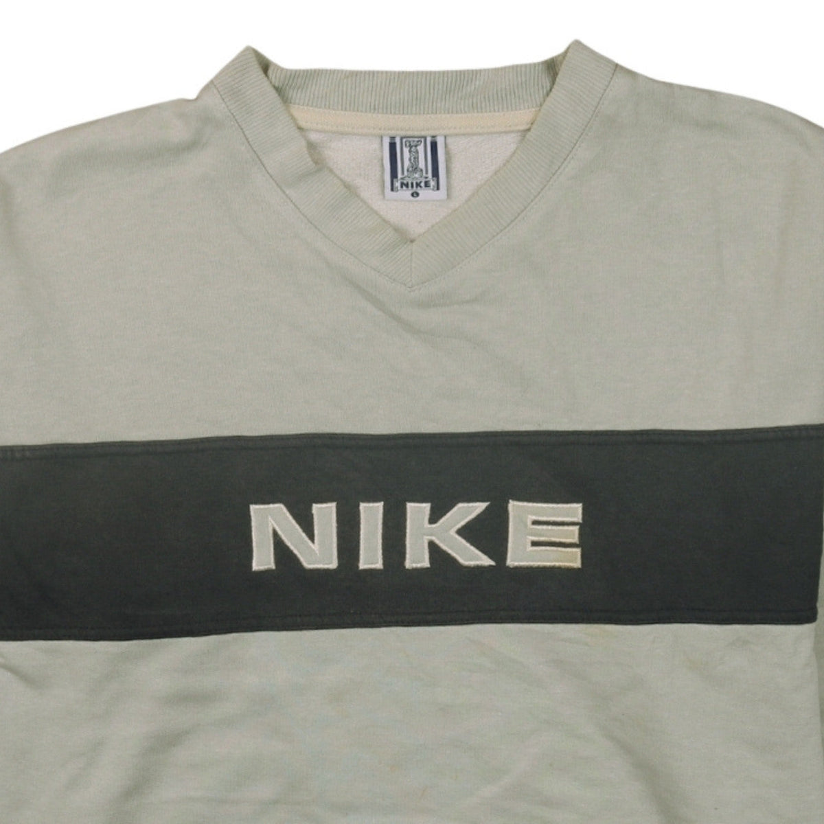 Nike Mens Beige Embroidered Logo V-Neck Pullover Sweatshirt L