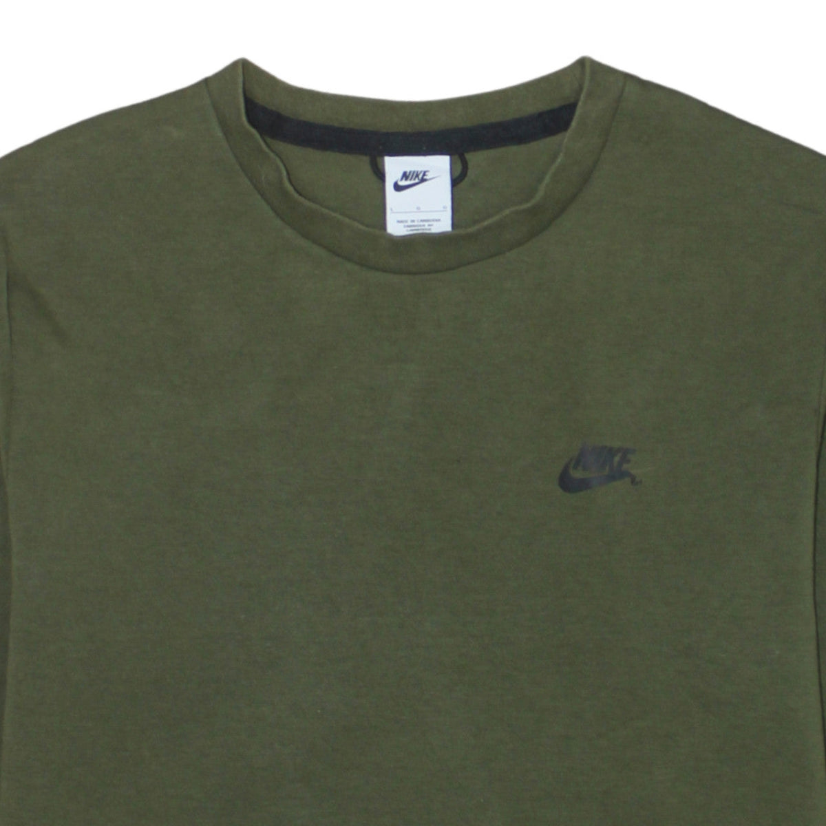 Nike Men's Green L Crew Neck Pullover Sweatshirt with Logo Zip Pocket