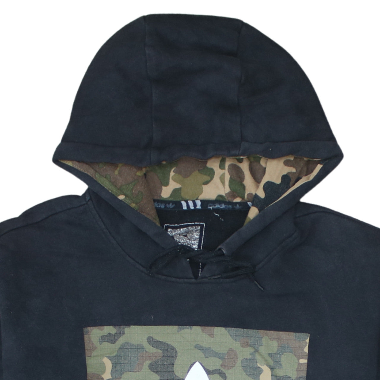 Adidas Men’s Black Camouflage Trefoil Logo Pullover Hoodie Size S