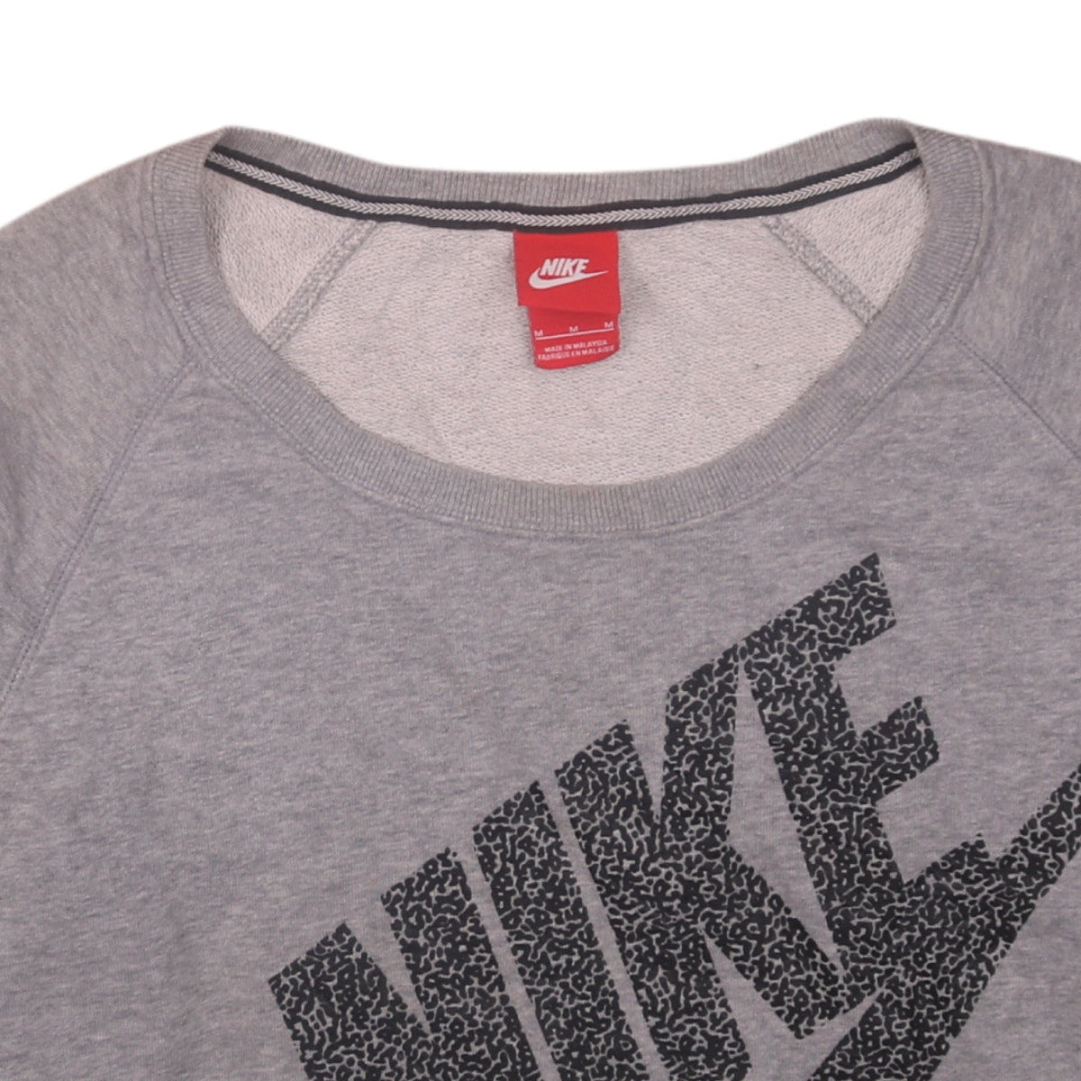 Nike Womens Grey Graphic Logo Pullover Sweatshirt Size M